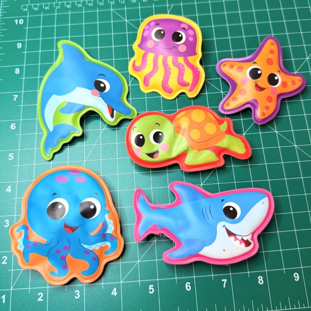 Phidal Ocean Animal Puffy Bath Toys Lot of 6 Suction Cup Tub Wall Toys Sea Life
